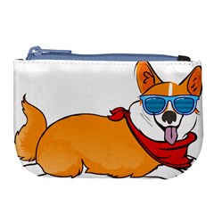 Corgi With Sunglasses And Scarf T Shirt Large Coin Purse by AmeeaDesign