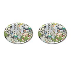 Simple Map Of The City Cufflinks (oval) by Nexatart