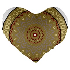 Mandala Art Ornament Pattern Large 19  Premium Flano Heart Shape Cushions by Nexatart