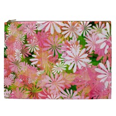 Pink Flowers Floral Pattern Cosmetic Bag (xxl)  by paulaoliveiradesign