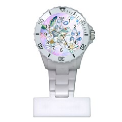 Funny, Cute Frog With Waterlily And Leaves Plastic Nurses Watch by FantasyWorld7