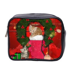 Christmas, Funny Kitten With Gifts Mini Toiletries Bag 2-side by FantasyWorld7