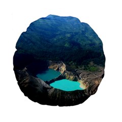 Kelimutu Crater Lakes  Indonesia Standard 15  Premium Flano Round Cushions by Nexatart