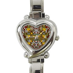 Fantasy Forest And Fantasy Plumeria In Peace Heart Italian Charm Watch by pepitasart