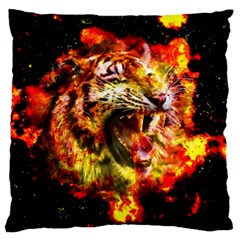 Fire Tiger Large Flano Cushion Case (two Sides) by stockimagefolio1