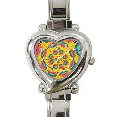 Textured Tropical Mandala Heart Italian Charm Watch by linceazul