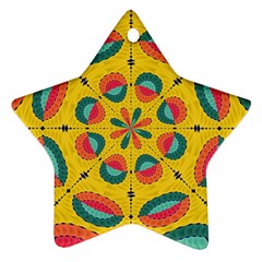 Textured Tropical Mandala Star Ornament (two Sides) by linceazul