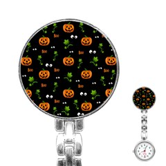 Pumpkins - Halloween Pattern Stainless Steel Nurses Watch by Valentinaart