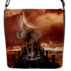 Cute Baby Elephant On A Jetty Flap Messenger Bag (s) by FantasyWorld7