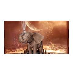 Cute Baby Elephant On A Jetty Satin Wrap by FantasyWorld7