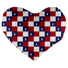 American Flag Star White Red Blue Large 19  Premium Flano Heart Shape Cushions by Mariart