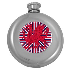 Alternatively Mega British America Red Dragon Round Hip Flask (5 Oz) by Mariart