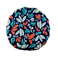 Blue Tossed Flower Floral Standard 15  Premium Flano Round Cushions