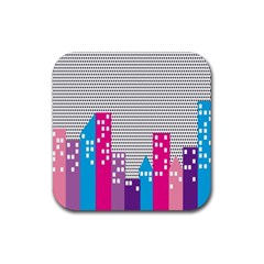 Building Polka City Rainbow Rubber Coaster (square)  by Mariart