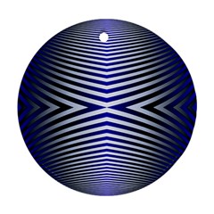 Blue Lines Iterative Art Wave Chevron Ornament (round)