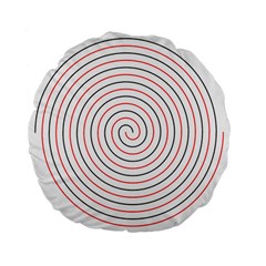 Double Line Spiral Spines Red Black Circle Standard 15  Premium Flano Round Cushions