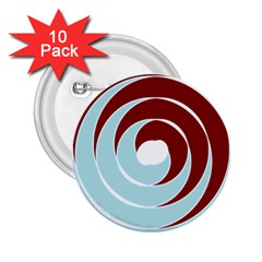 Double Spiral Thick Lines Blue Red 2 25  Buttons (10 Pack) 