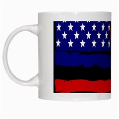 Flag American Line Star Red Blue White Black Beauty White Mugs by Mariart