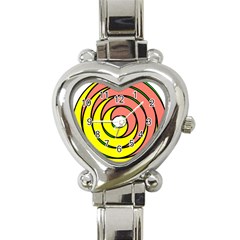 Double Spiral Thick Lines Circle Heart Italian Charm Watch