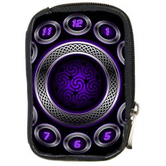 Digital Celtic Clock Template Time Number Purple Compact Camera Cases