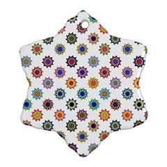 Flowers Pattern Recolor Artwork Sunflower Rainbow Beauty Snowflake Ornament (two Sides) by Mariart