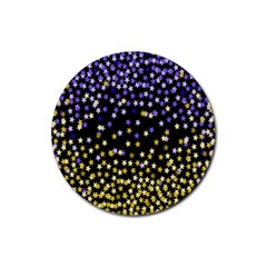Space Star Light Gold Blue Beauty Rubber Coaster (round) 
