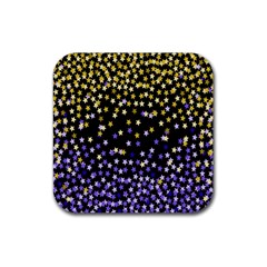 Space Star Light Gold Blue Beauty Black Rubber Coaster (square) 