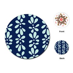 Star Flower Floral Blue Beauty Polka Playing Cards (round) 