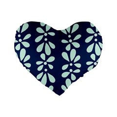 Star Flower Floral Blue Beauty Polka Standard 16  Premium Flano Heart Shape Cushions