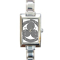 Triple Spiral Triskelion Black Rectangle Italian Charm Watch