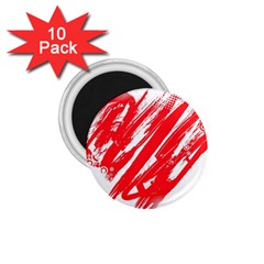 Valentines Day Heart Modern Red Polka 1 75  Magnets (10 Pack) 