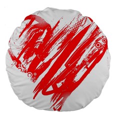 Valentines Day Heart Modern Red Polka Large 18  Premium Flano Round Cushions