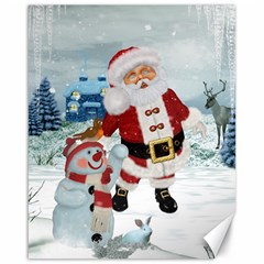 Funny Santa Claus With Snowman Canvas 16  X 20   by FantasyWorld7