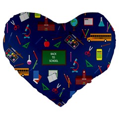 Back To School Large 19  Premium Flano Heart Shape Cushions by Valentinaart
