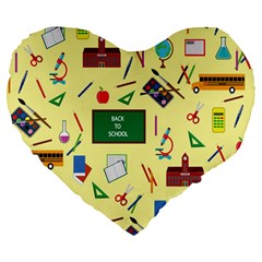 Back To School Large 19  Premium Flano Heart Shape Cushions by Valentinaart