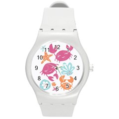 Animals Sea Flower Tropical Crab Round Plastic Sport Watch (m)
