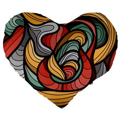 Beautiful Pattern Background Wave Chevron Waves Line Rainbow Art Large 19  Premium Heart Shape Cushions
