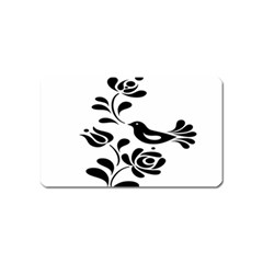 Birds Flower Rose Black Animals Magnet (name Card) by Mariart