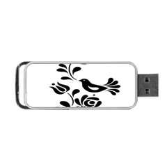 Birds Flower Rose Black Animals Portable Usb Flash (one Side) by Mariart