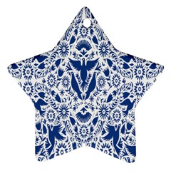 Birds Fish Flowers Floral Star Blue White Sexy Animals Beauty Ornament (star)
