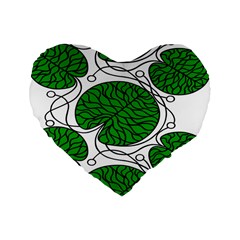 Bottna Fabric Leaf Green Standard 16  Premium Heart Shape Cushions by Mariart