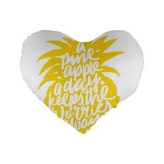 Cute Pineapple Yellow Fruite Standard 16  Premium Flano Heart Shape Cushions by Mariart