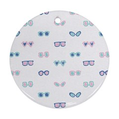 Cute Sexy Funny Sunglasses Kids Pink Blue Round Ornament (two Sides)