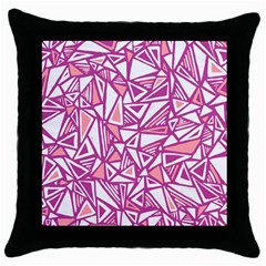 Conversational Triangles Pink White Throw Pillow Case (black)