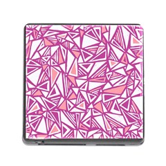 Conversational Triangles Pink White Memory Card Reader (square) by Mariart