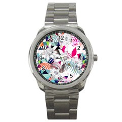 Flower Graphic Pattern Floral Sport Metal Watch by Mariart