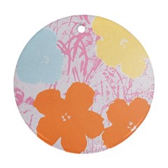 Flower Sunflower Floral Pink Orange Beauty Blue Yellow Ornament (round) by Mariart