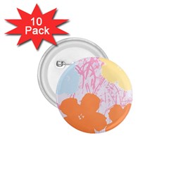 Flower Sunflower Floral Pink Orange Beauty Blue Yellow 1 75  Buttons (10 Pack)