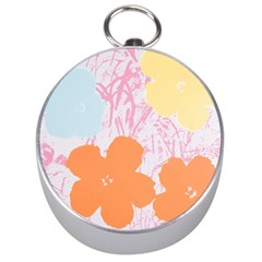 Flower Sunflower Floral Pink Orange Beauty Blue Yellow Silver Compasses by Mariart