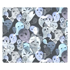 Ghosts Blue Sinister Helloween Face Mask Double Sided Flano Blanket (small)  by Mariart